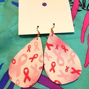 Breast cancer ribbon earrings